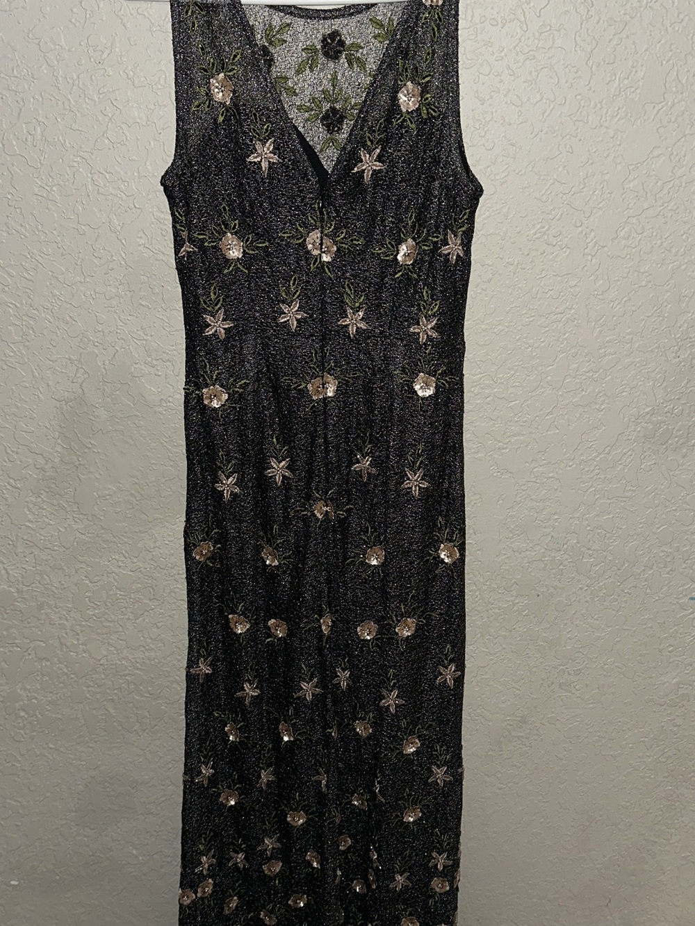 BHLDN Black Maxi Dress with Pink Floral Embroidery - Picture 4 of 5